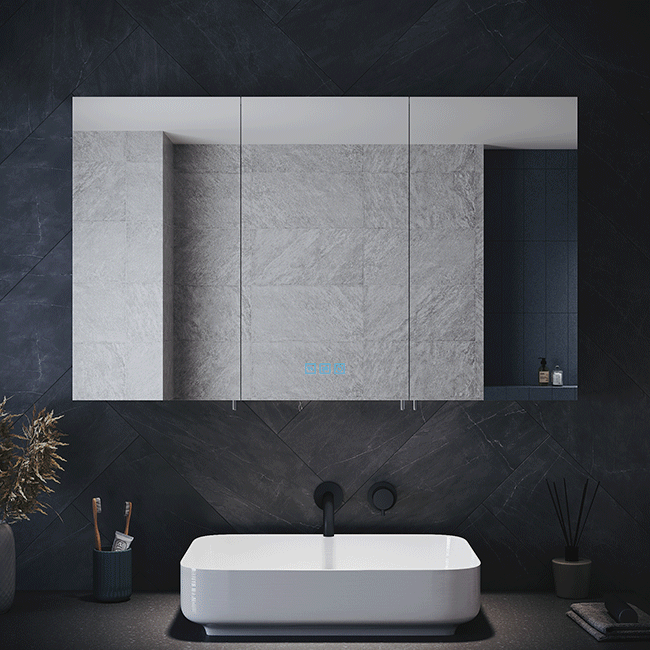 ELEGANT 3 Door Bathroom Mirror Cabinet with Shaver Socket + Demister ...